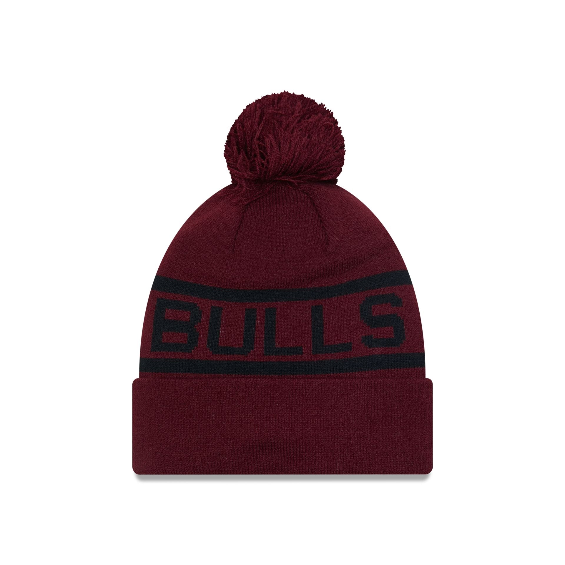 This is a Chicago Bulls Tonal Jake Dark Red Bobble Knit Beanie Hat 2