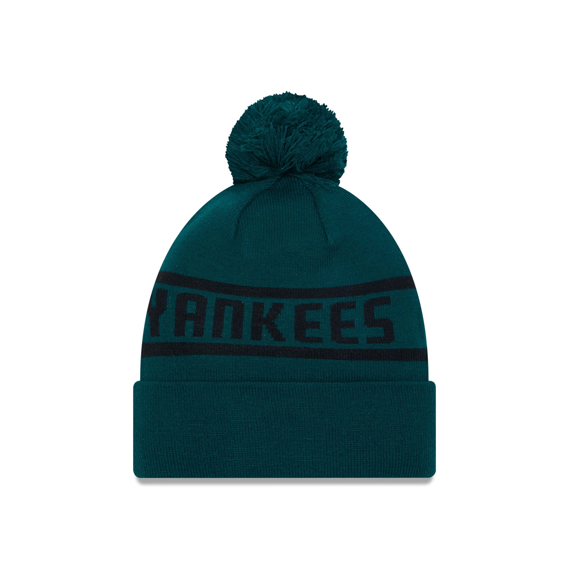 This is a New York Yankees Tonal Jake Dark Green Bobble Knit Beanie Hat 2