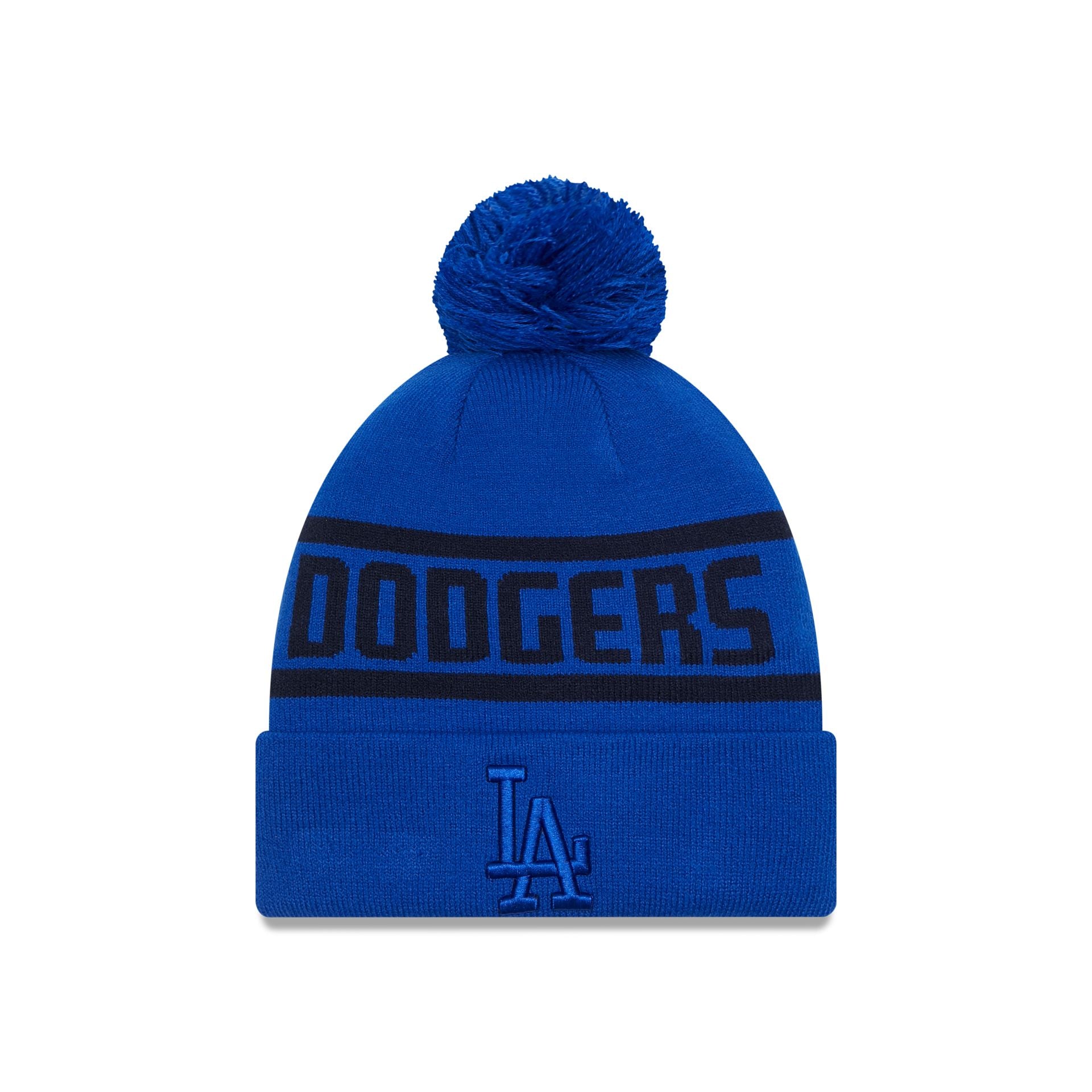 This is a LA Dodgers Tonal Jake Blue Bobble Knit Beanie Hat 1