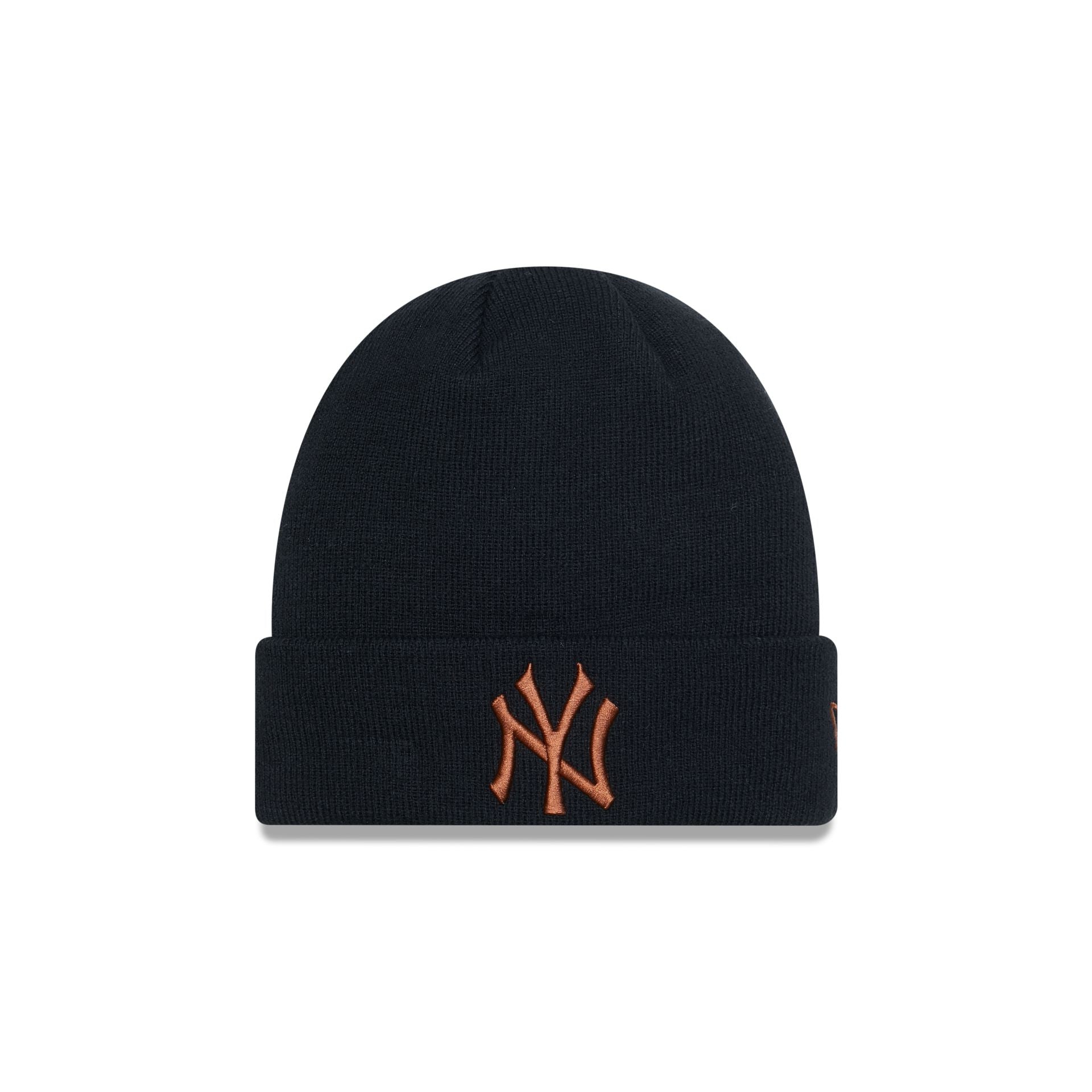 This is a New York Yankees League Essential Black Cuff Knit Beanie Hat 1