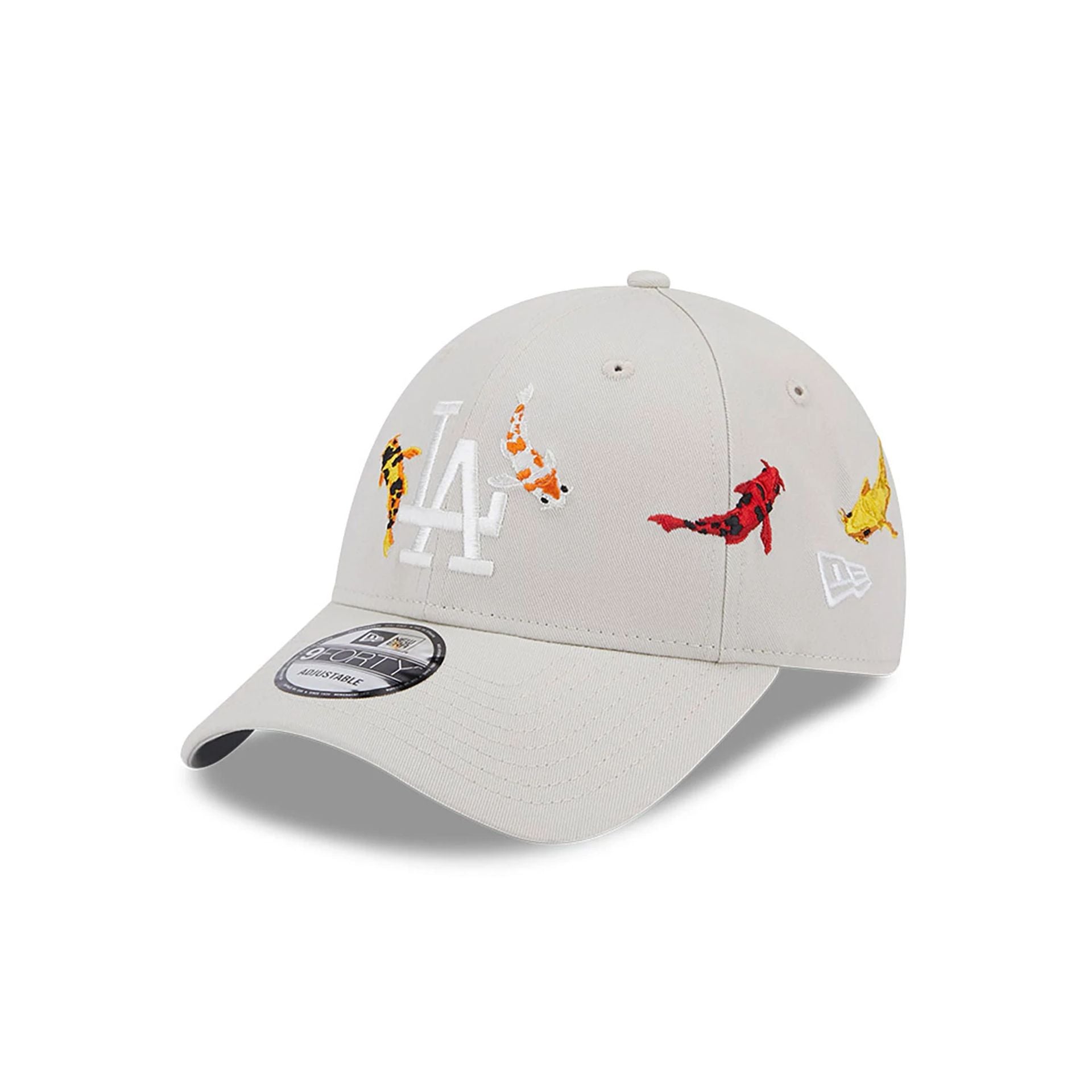 This is a LA Dodgers Koi Fish Chrome White 9FORTY Adjustable Cap 1