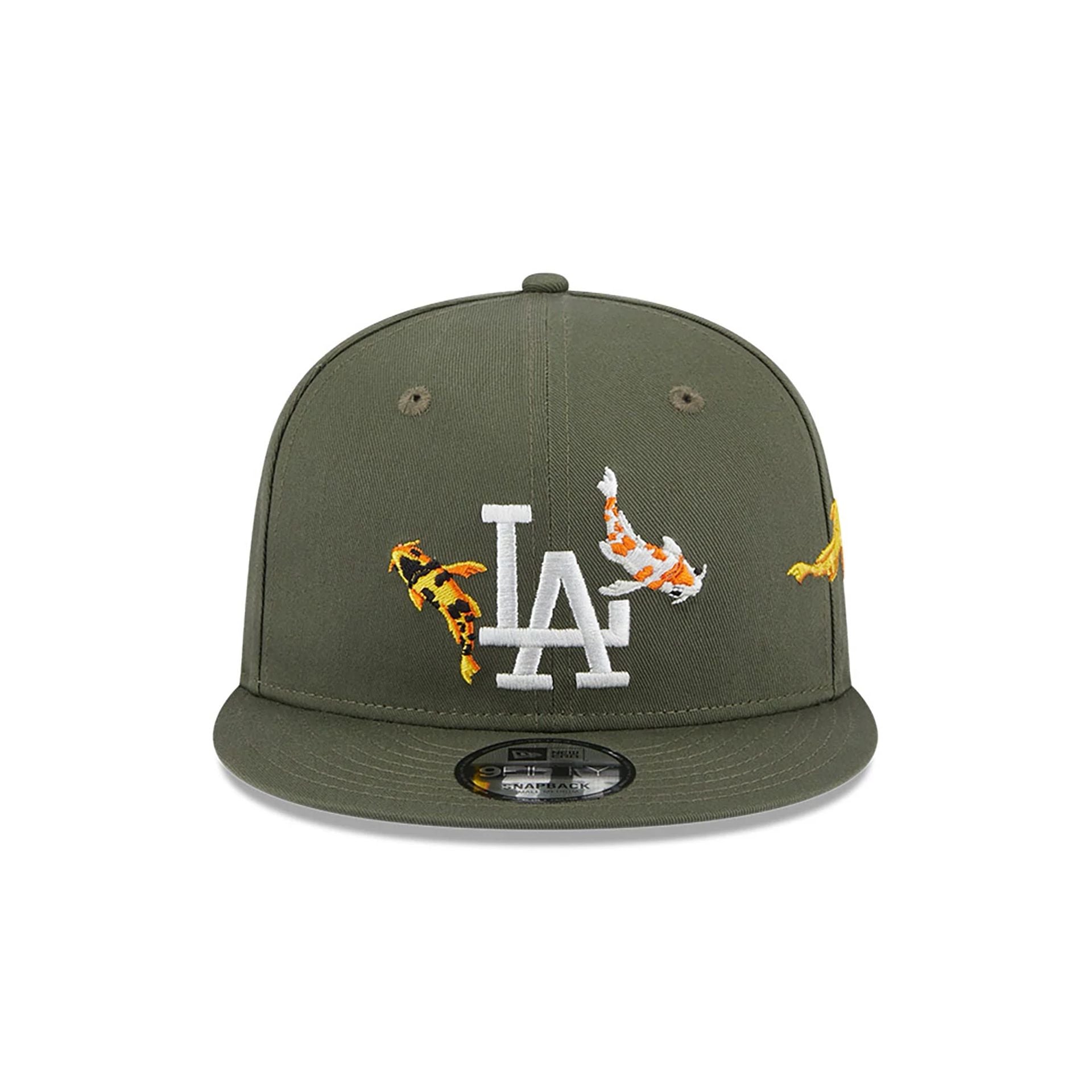 This is a LA Dodgers Koi Fish Green 9FIFTY Snapback Cap 2