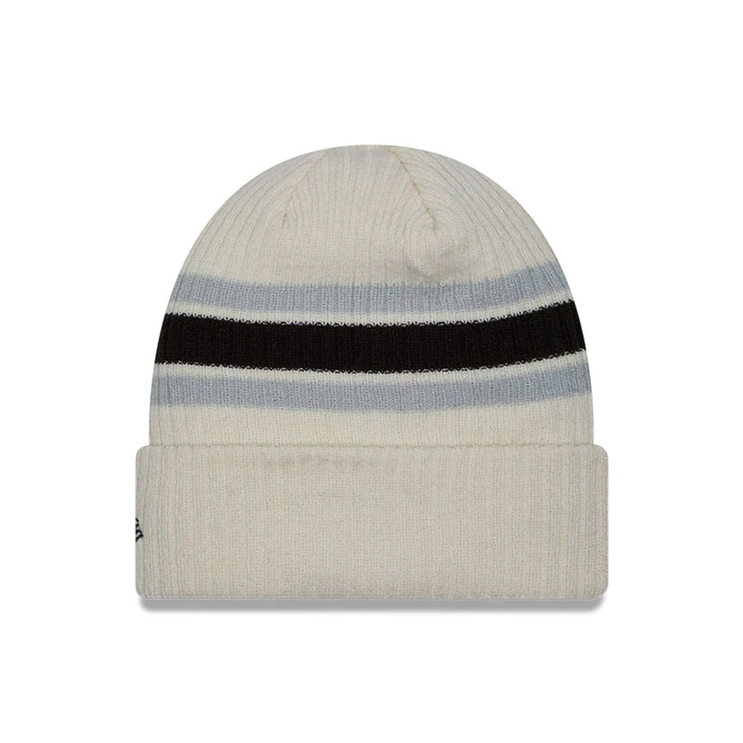 This is a Las Vegas Raiders NFL Light Beige Cuff Knit Beanie Hat 2