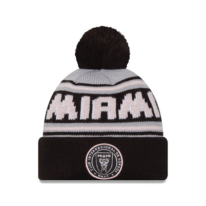 This is a Inter Miami CF Black Bobble Knit Beanie Hat 1