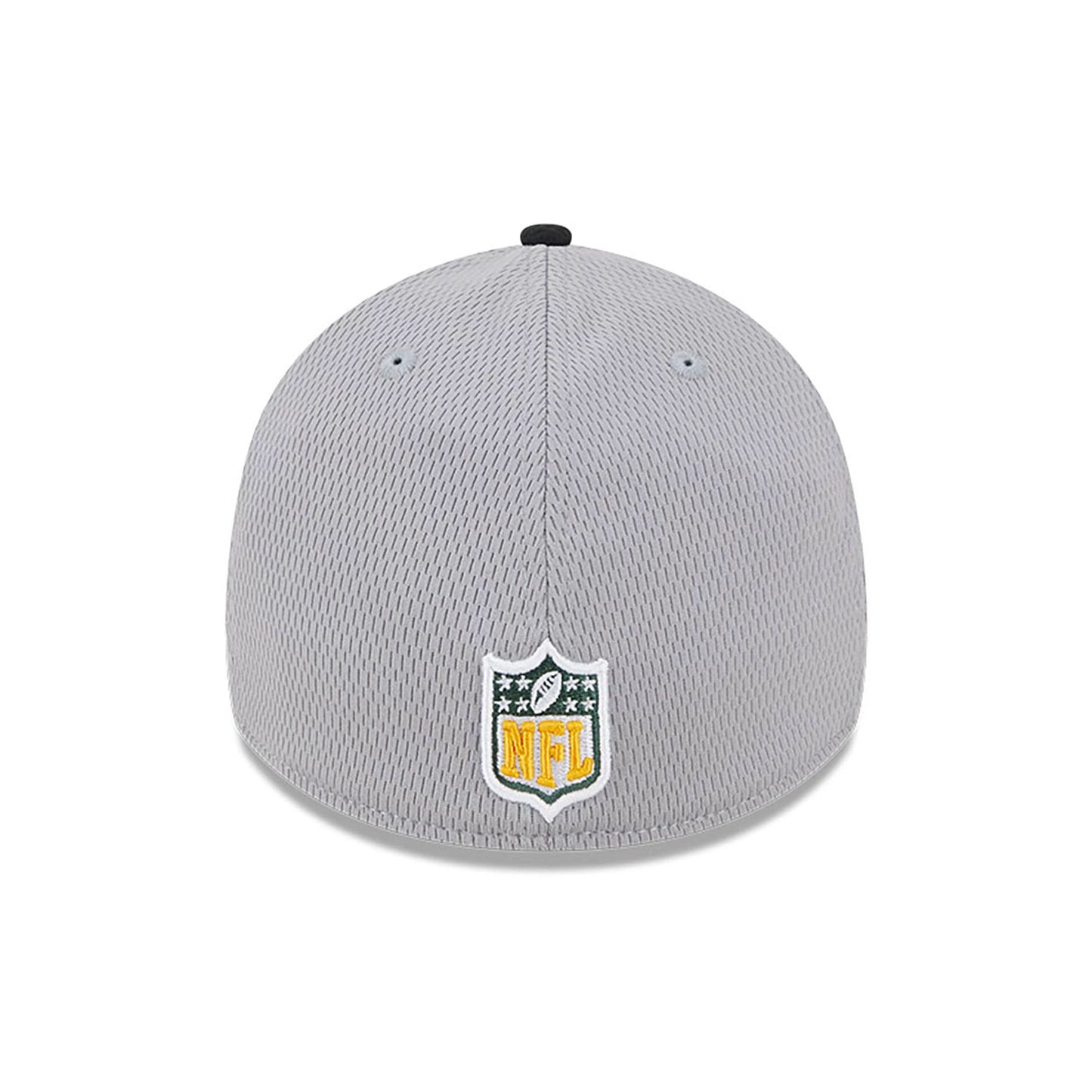 This is a Green Bay Packers NFL Sideline 2023 Grey 39THIRTY Stretch Fit Cap 6