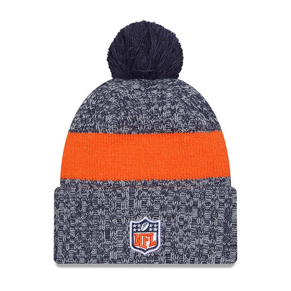 This is a Denver Broncos NFL Sideline 2023 Navy Bobble Knit Hat 1