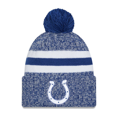 This is a Indianapolis Colts NFL Sideline 2023 Blue Bobble Knit Hat 2