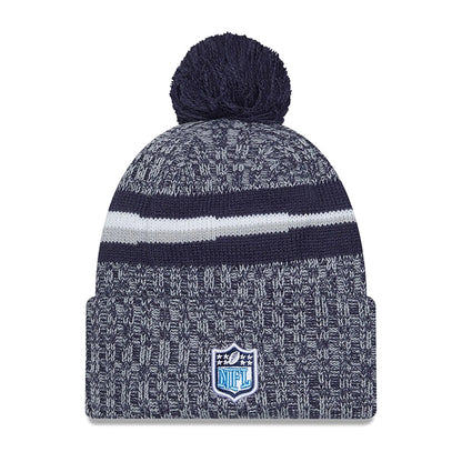 This is a Tennessee Titans NFL Sideline 2023 Dark Blue Bobble Knit Hat 1