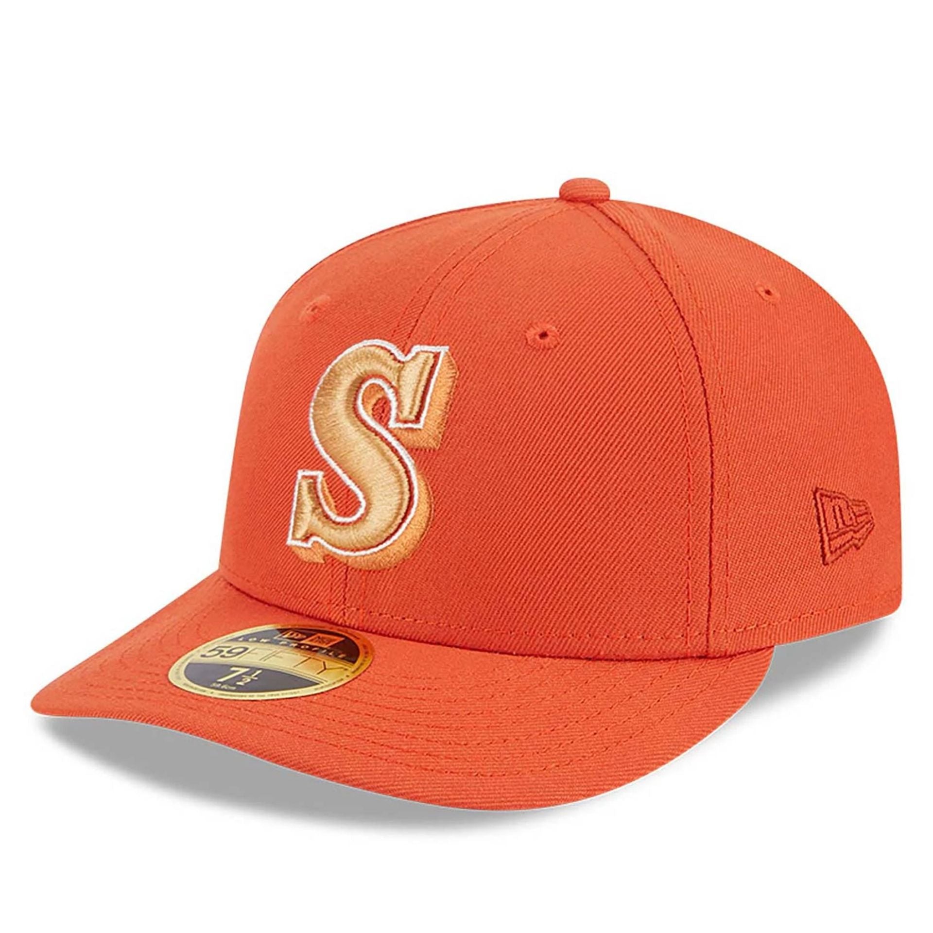 This is a Seattle Mariners Repreve Orange Low Profile 59FIFTY Fitted Cap 1