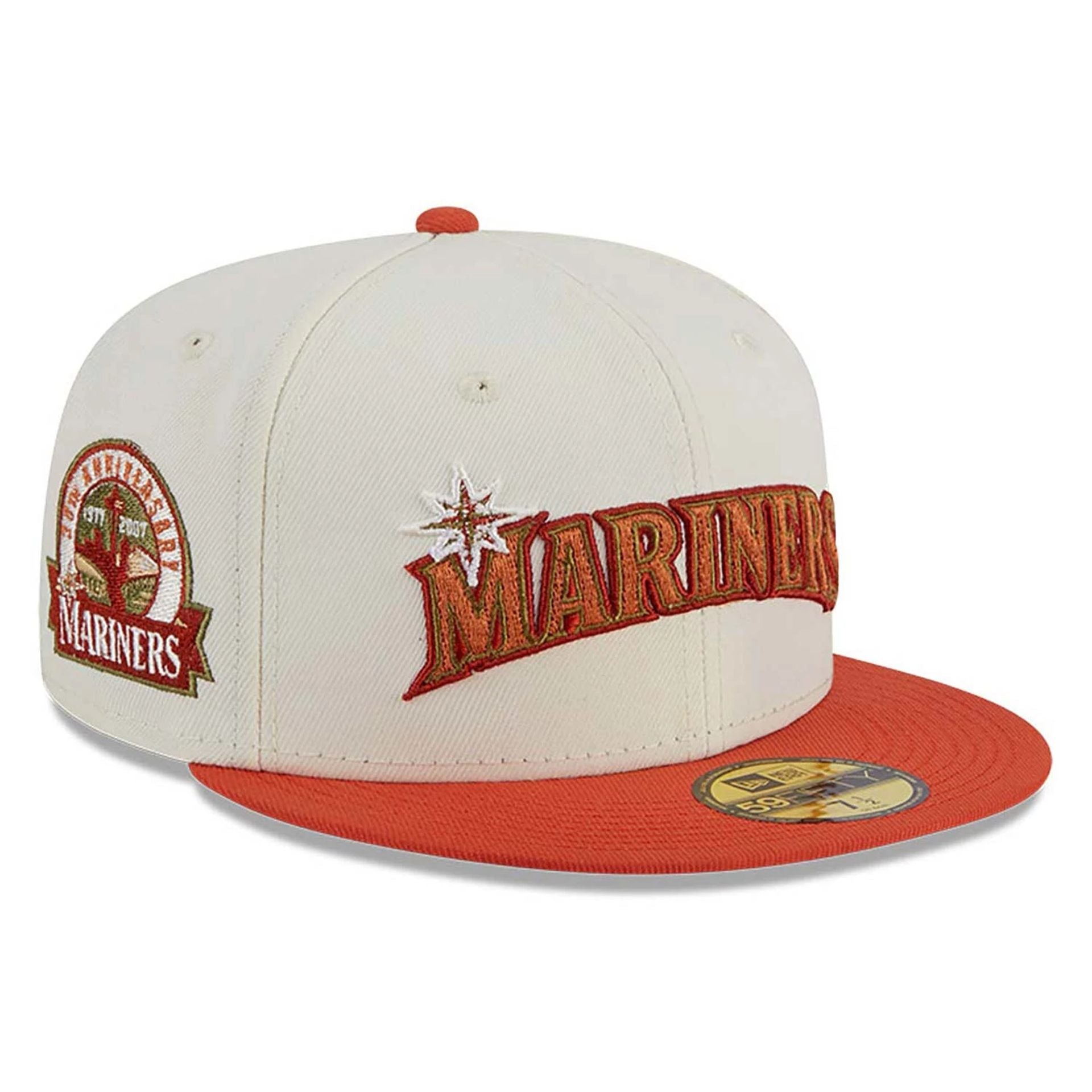 This is a Seattle Mariners Repreve Chrome White 59FIFTY Fitted Cap 1