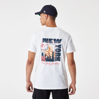 The Male model is wearing New York Yankees MLB City Graphic White T-Shirt 1