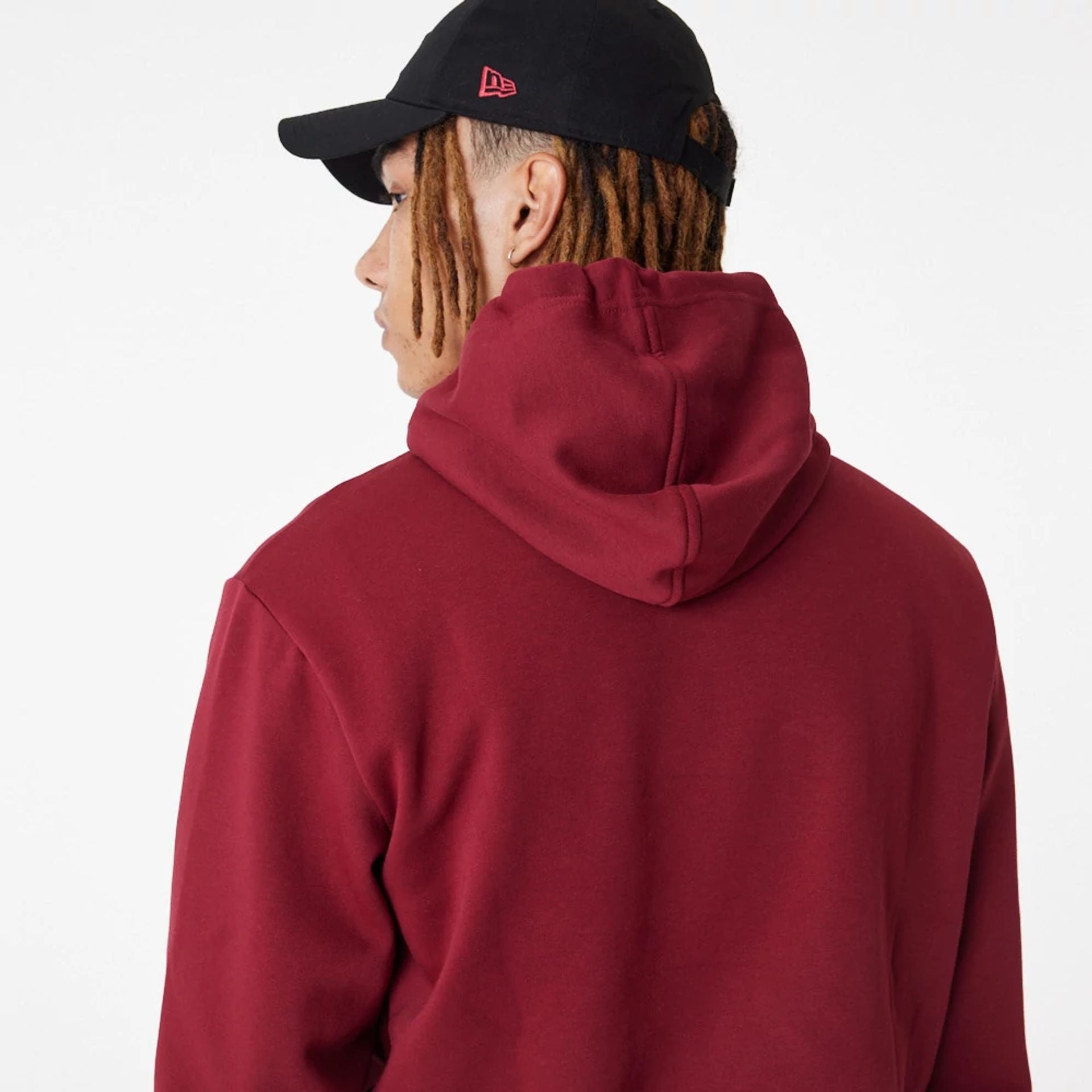 The Male model is wearing New York Yankees MLB Team Graphic Dark Red Hoodie 2