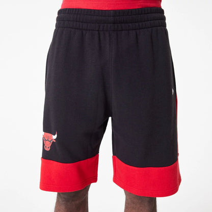 The Male model is wearing Chicago Bulls NBA Colour Block Black Shorts 4