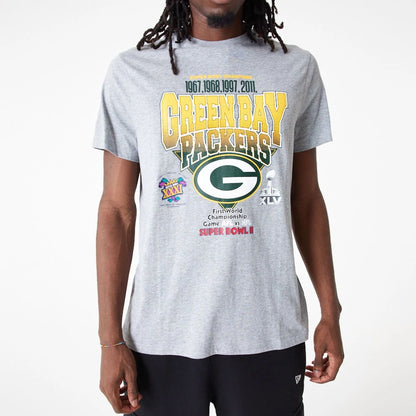 The Male model is wearing Green Bay Packers NFL Wordmark Grey T-Shirt 6