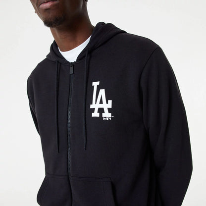 The Male model is wearing LA Dodgers MLB Essential Black Full Zip Hoodie 1