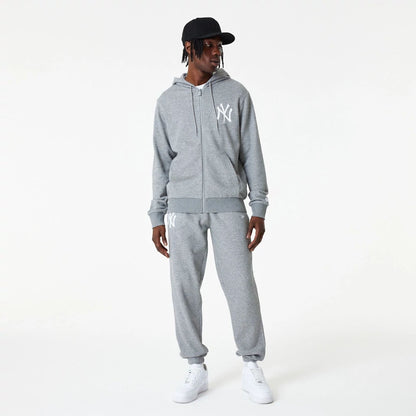 The Male model is wearing New York Yankees MLB Essential Grey Full Zip Hoodie 8