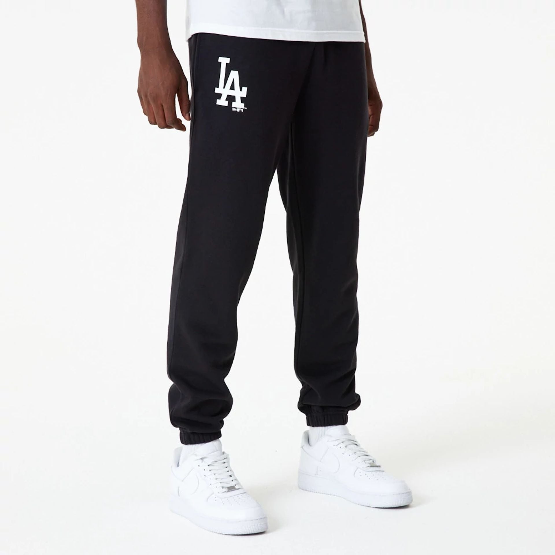 The Male model is wearing LA Dodgers MLB Essential Black Joggers 4