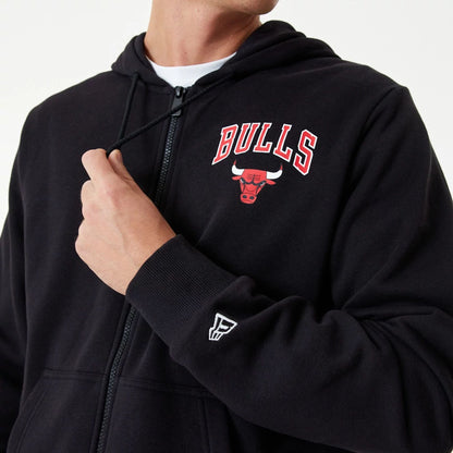 The Male model is wearing Chicago Bulls NBA Essential Black Full Zip Hoodie 4