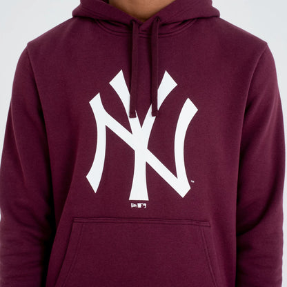 The Male model is wearing New York Yankees MLB Regular Dark Purple Pullover Hoodie 4