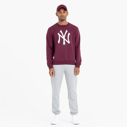 The Male model is wearing New York Yankees MLB Regular Dark Purple Crew Neck Sweatshirt 3