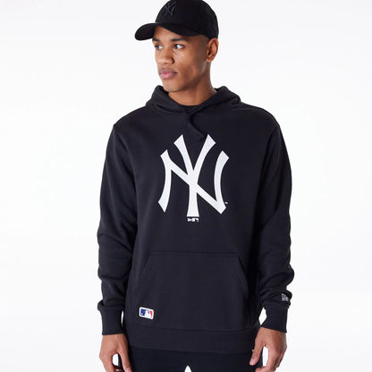 The Male model is wearing New York Yankees MLB Regular Black Pullover Hoodie 7