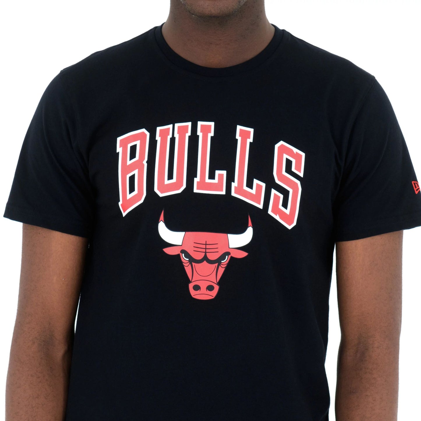 The Male model is wearing Chicago Bulls NBA Regular Black T-Shirt 3