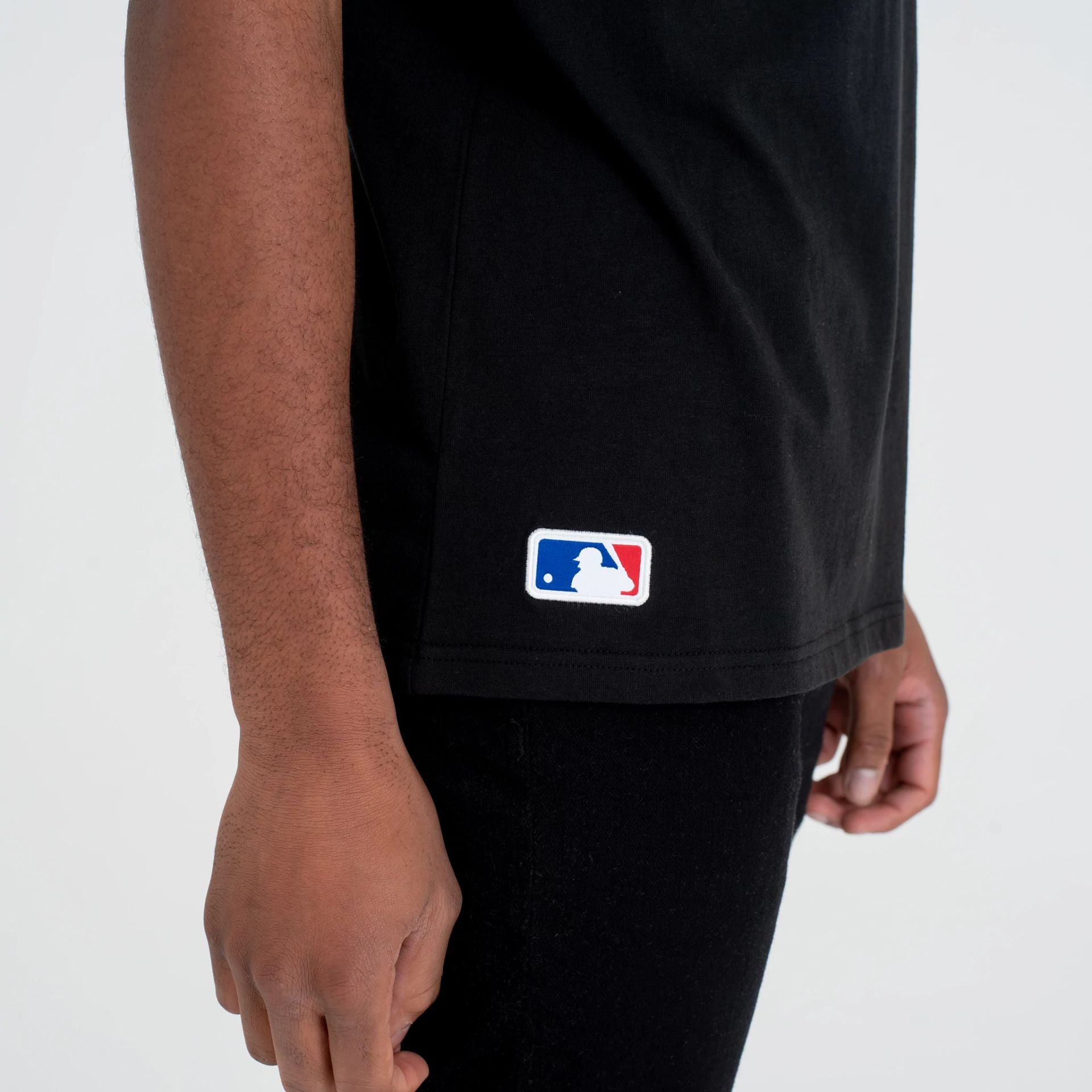 The Male model is wearing New York Yankees MLB Regular Black T-Shirt 5