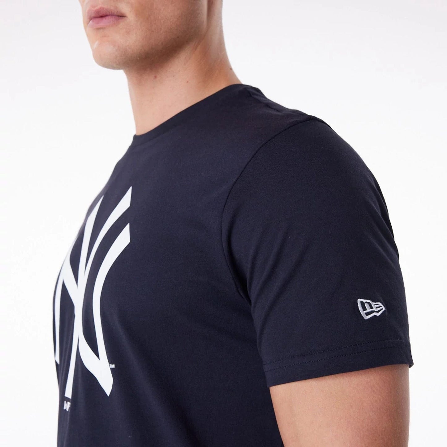 The Male model is wearing New York Yankees MLB Regular Navy T-Shirt 4