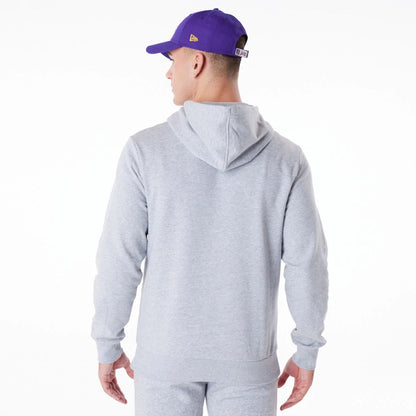 The Male model is wearing LA Lakers NBA Regular Grey Pullover Hoodie 7