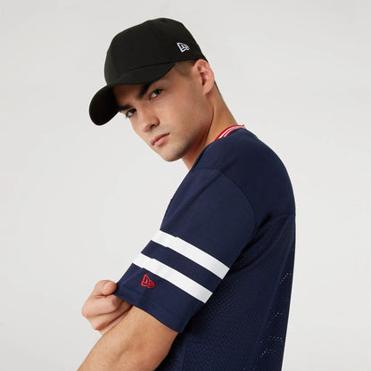 The Male model is wearing New England Patriots NFL Dark Blue Mesh T-Shirt 2