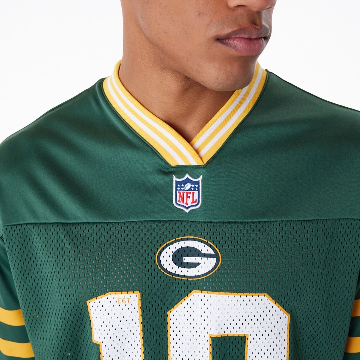 The Male model is wearing Green Bay Packers NFL Dark Green Mesh T-Shirt 7