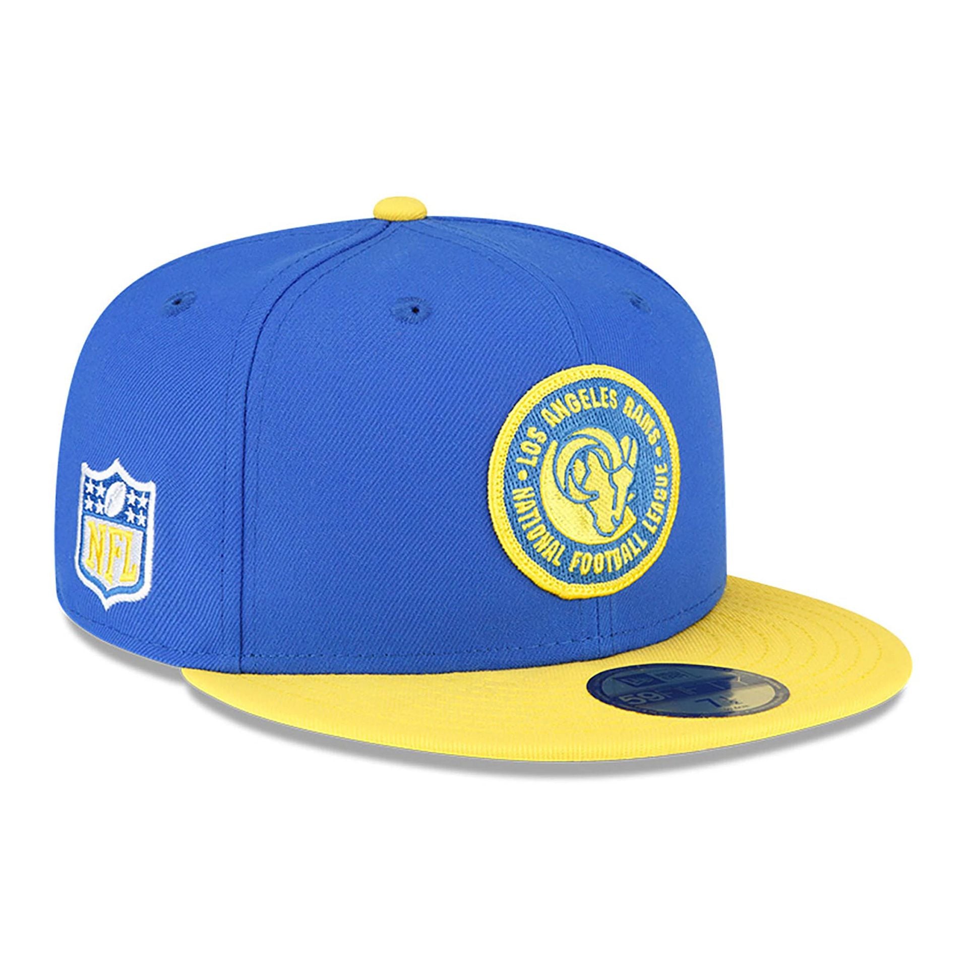 This is a LA Rams NFL Sideline 2023 Blue 59FIFTY Fitted Cap 1