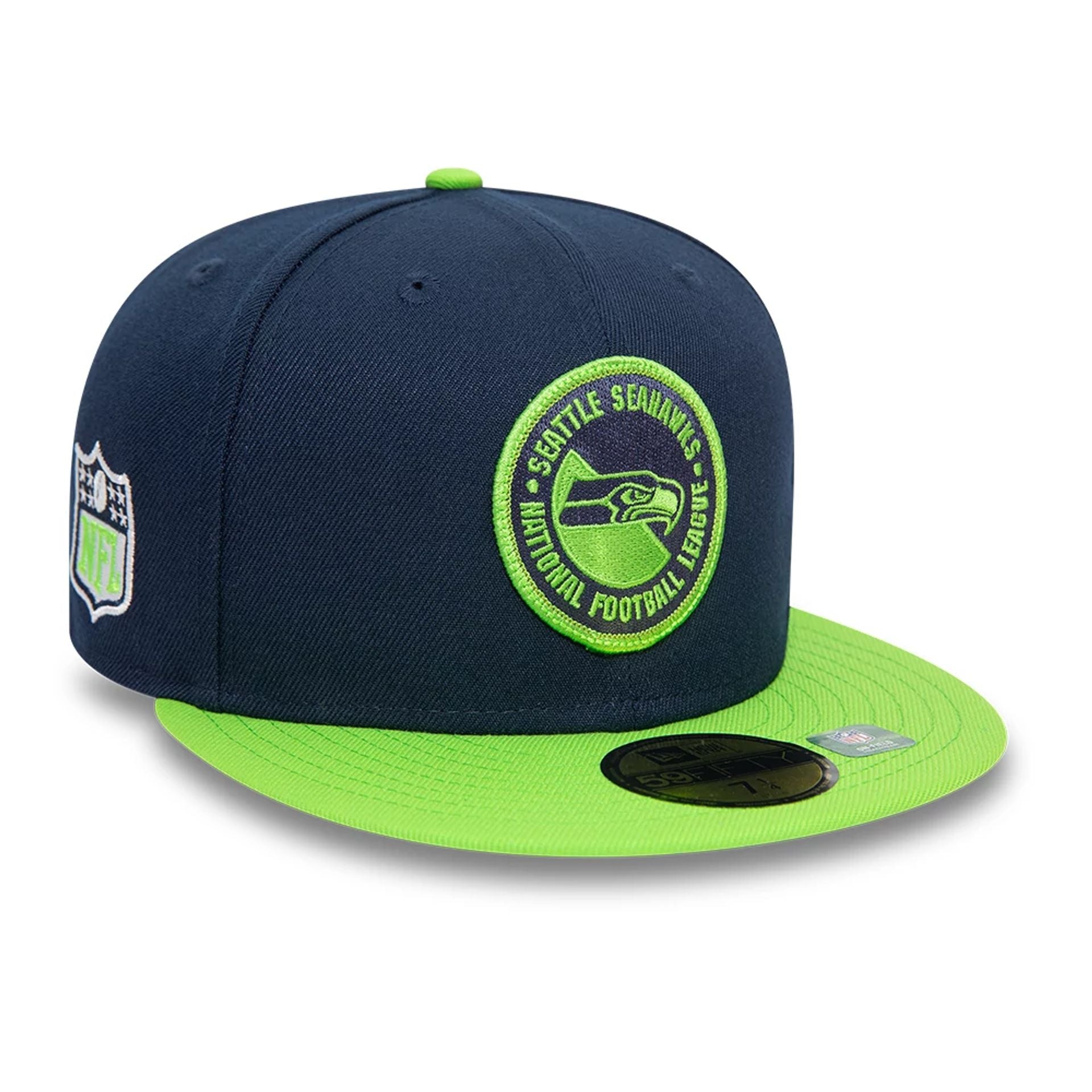 This is a Seattle Seahawks NFL Sideline 2023 Navy 59FIFTY Fitted Cap 1