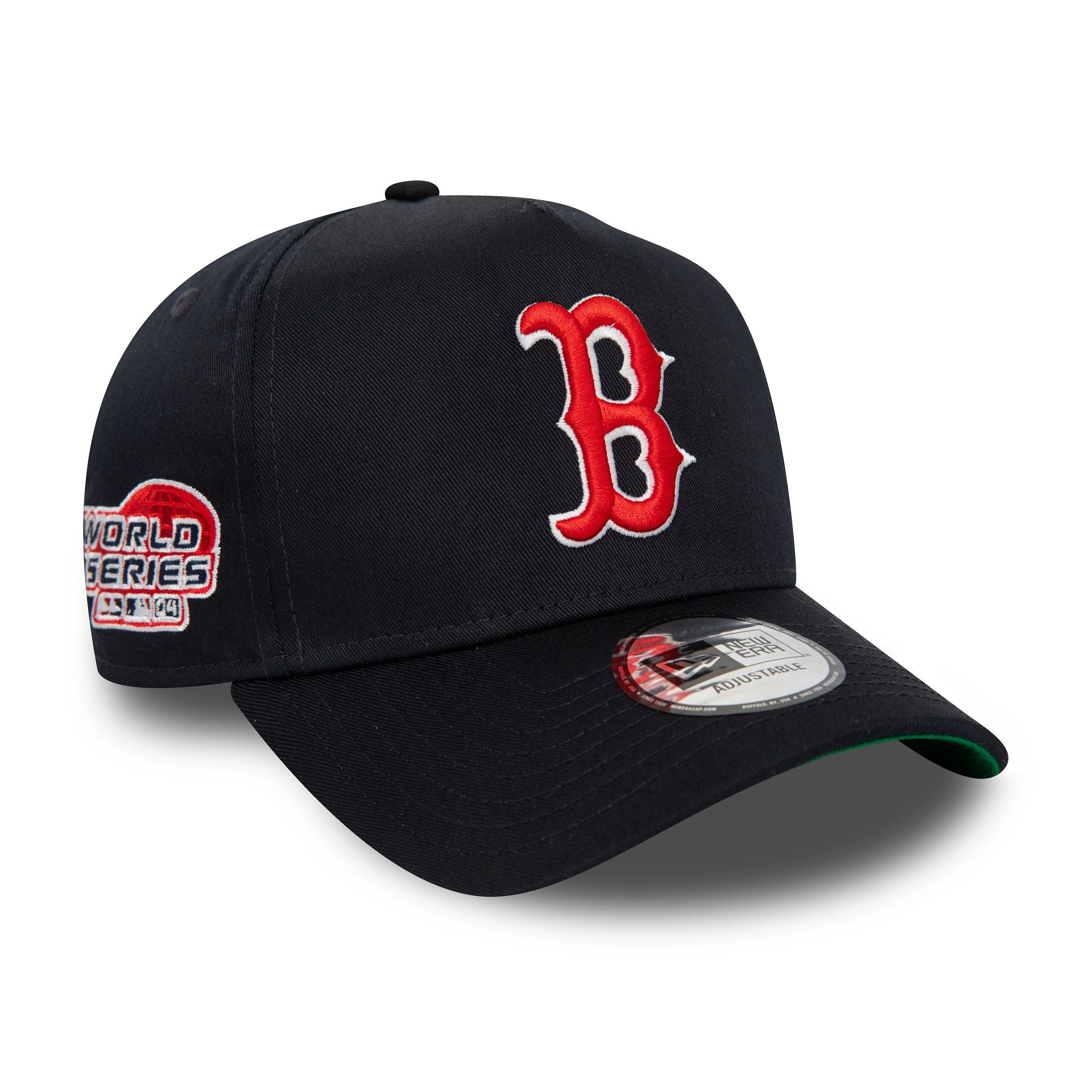 This is a Boston Red Sox World Series Patch Navy 9FORTY A-Frame Adjustable Cap 1