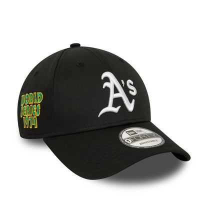 This is a Oakland Athletics World Series Patch Black 9FORTY Adjustable Cap 1