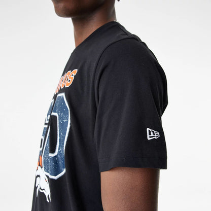 The Male model is wearing Denver Broncos NFL Wordmark Black T-Shirt 5