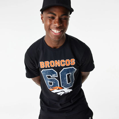 The Male model is wearing Denver Broncos NFL Wordmark Black T-Shirt 4