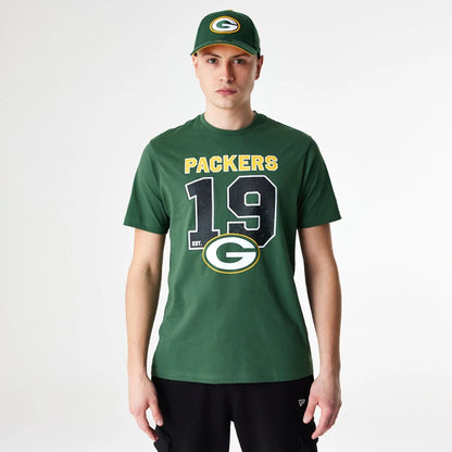 The Male model is wearing Green Bay Packers NFL Wordmark Green T-Shirt 6