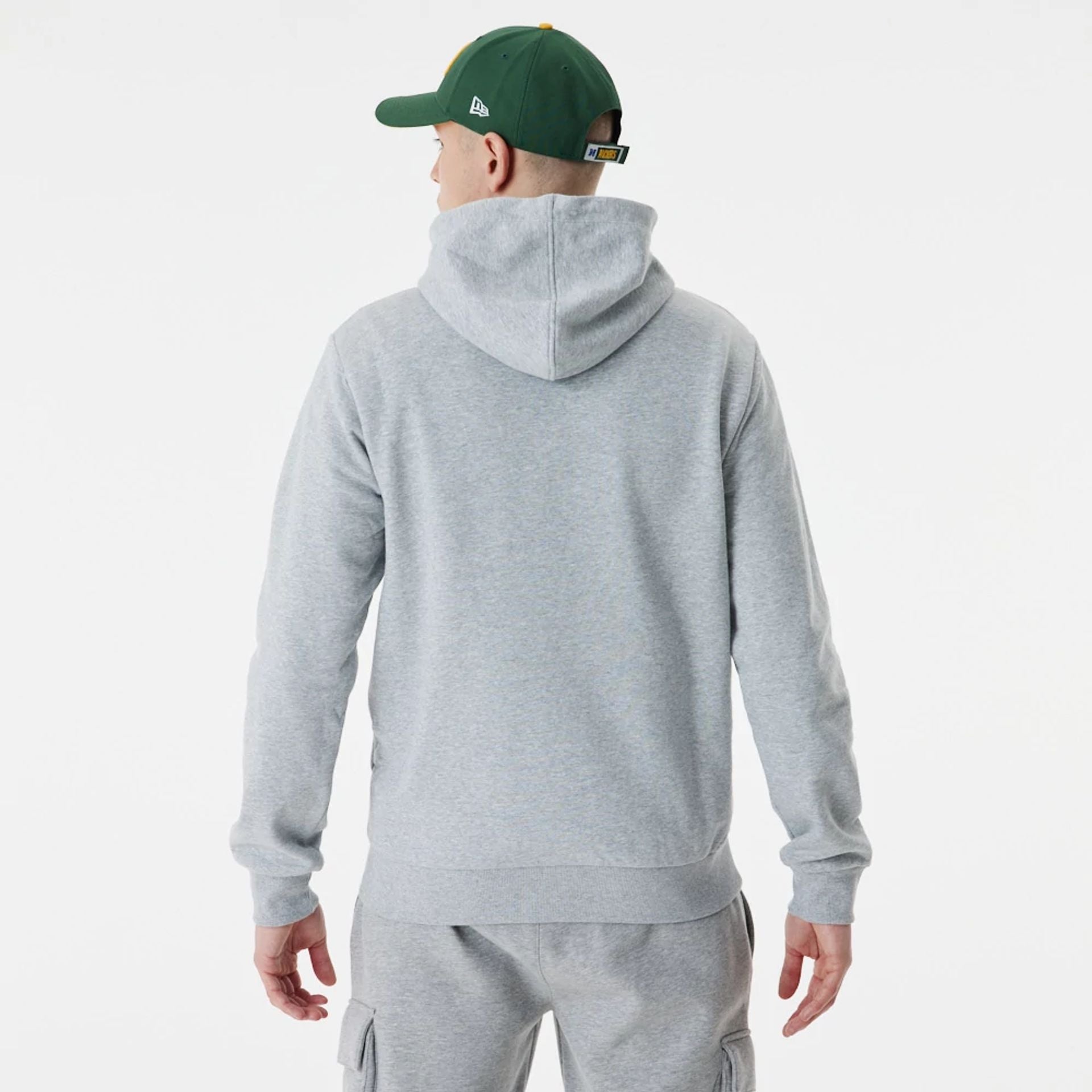 The Male model is wearing Green Bay Packers NFL Team Graphic Grey Pullover Hoodie 6