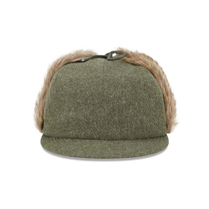 This is a Harris Tweed Green Dogear Camper Cap 10