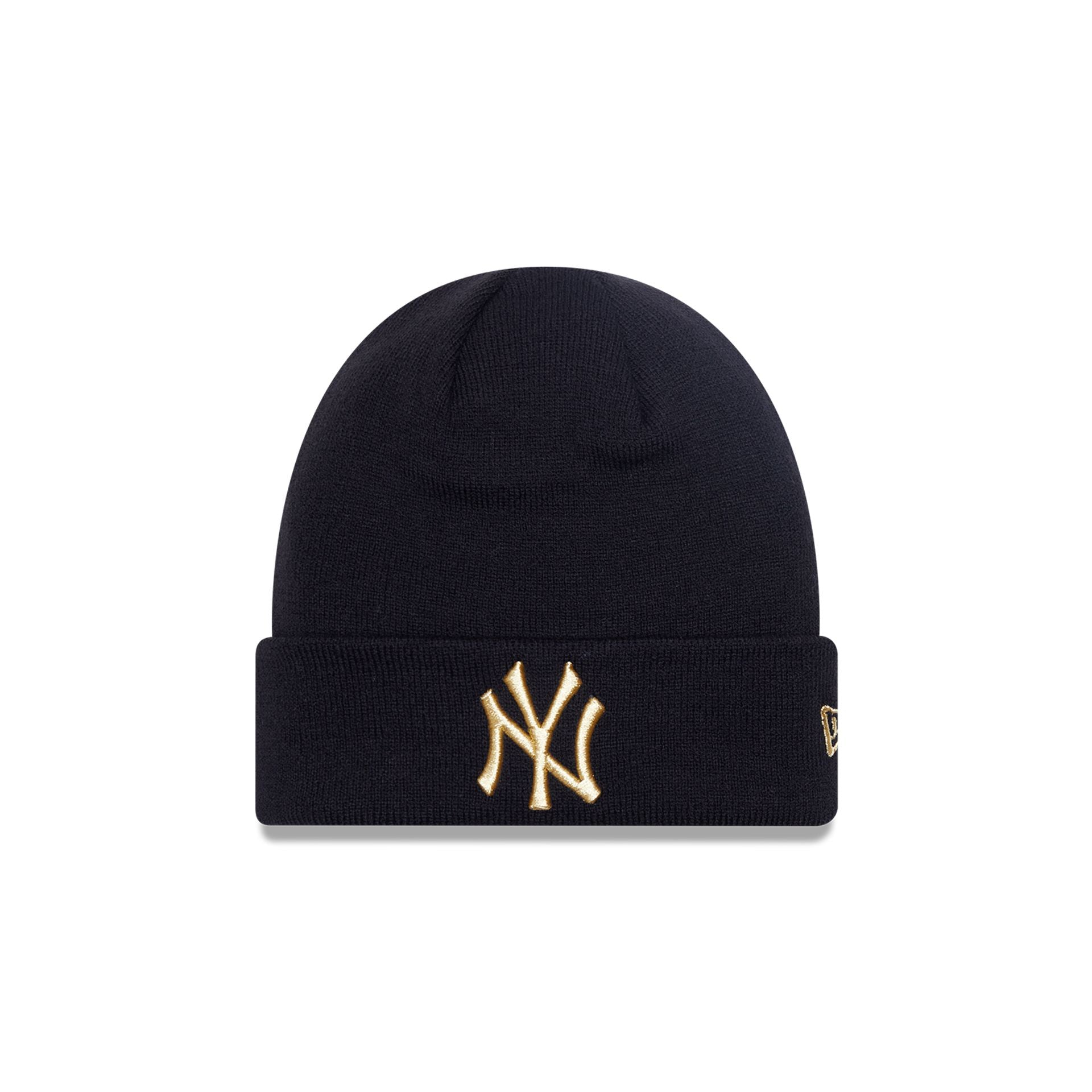 This is a New York Yankees Metallic Beanie Black Cuff Knit Beanie Hat 1