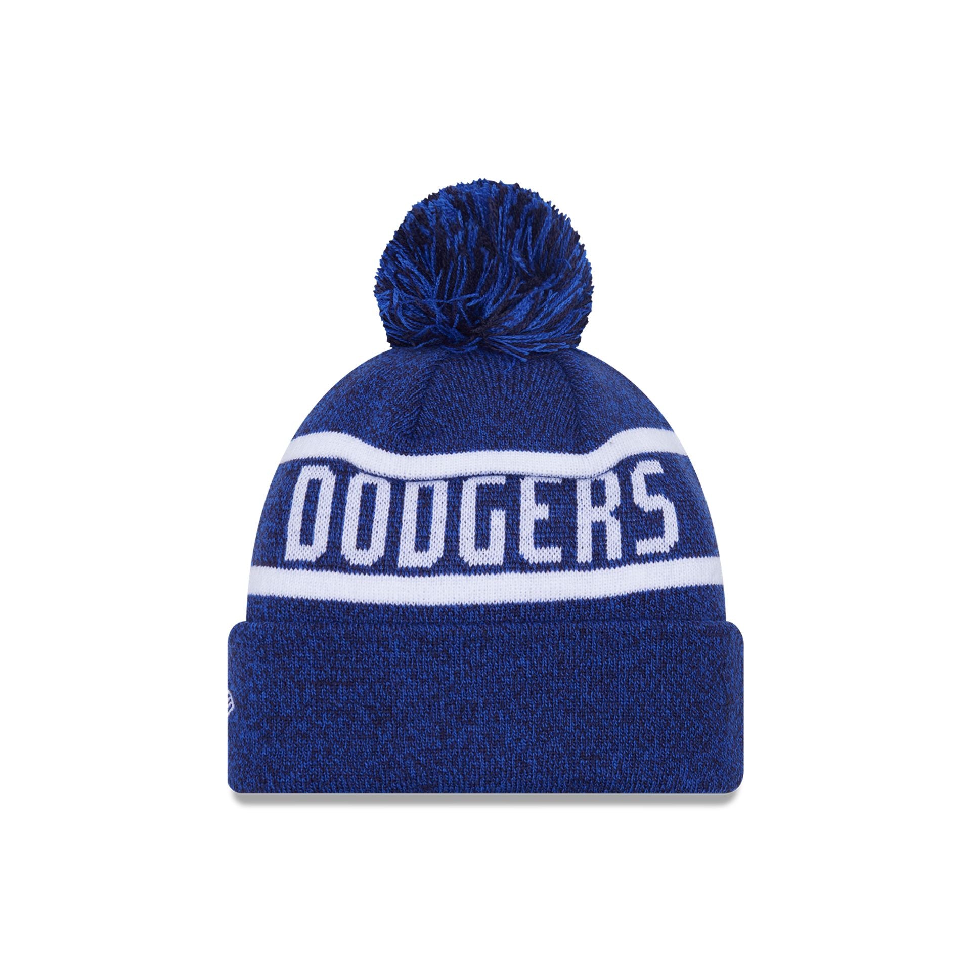 This is a LA Dodgers Blue Jake Bobble Knit Beanie Hat 1