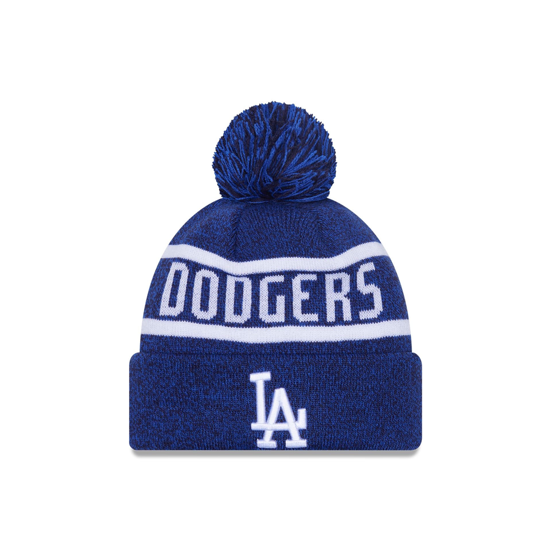 This is a LA Dodgers Blue Jake Bobble Knit Beanie Hat 2