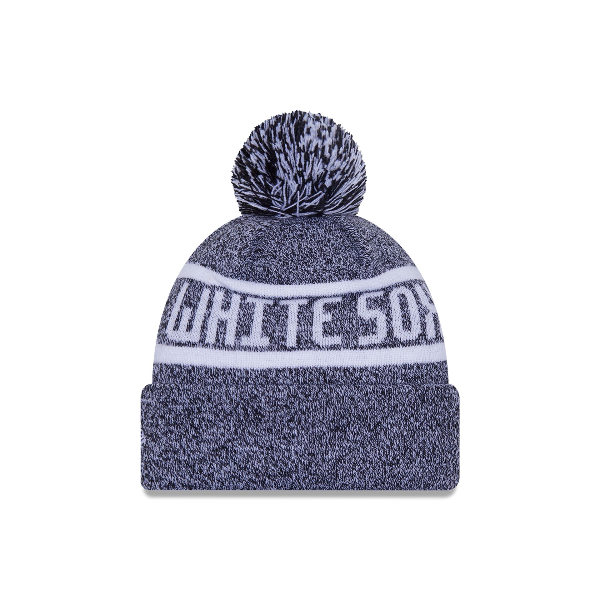 This is a Chicago White Sox Black Jake Bobble Knit Beanie Hat 2