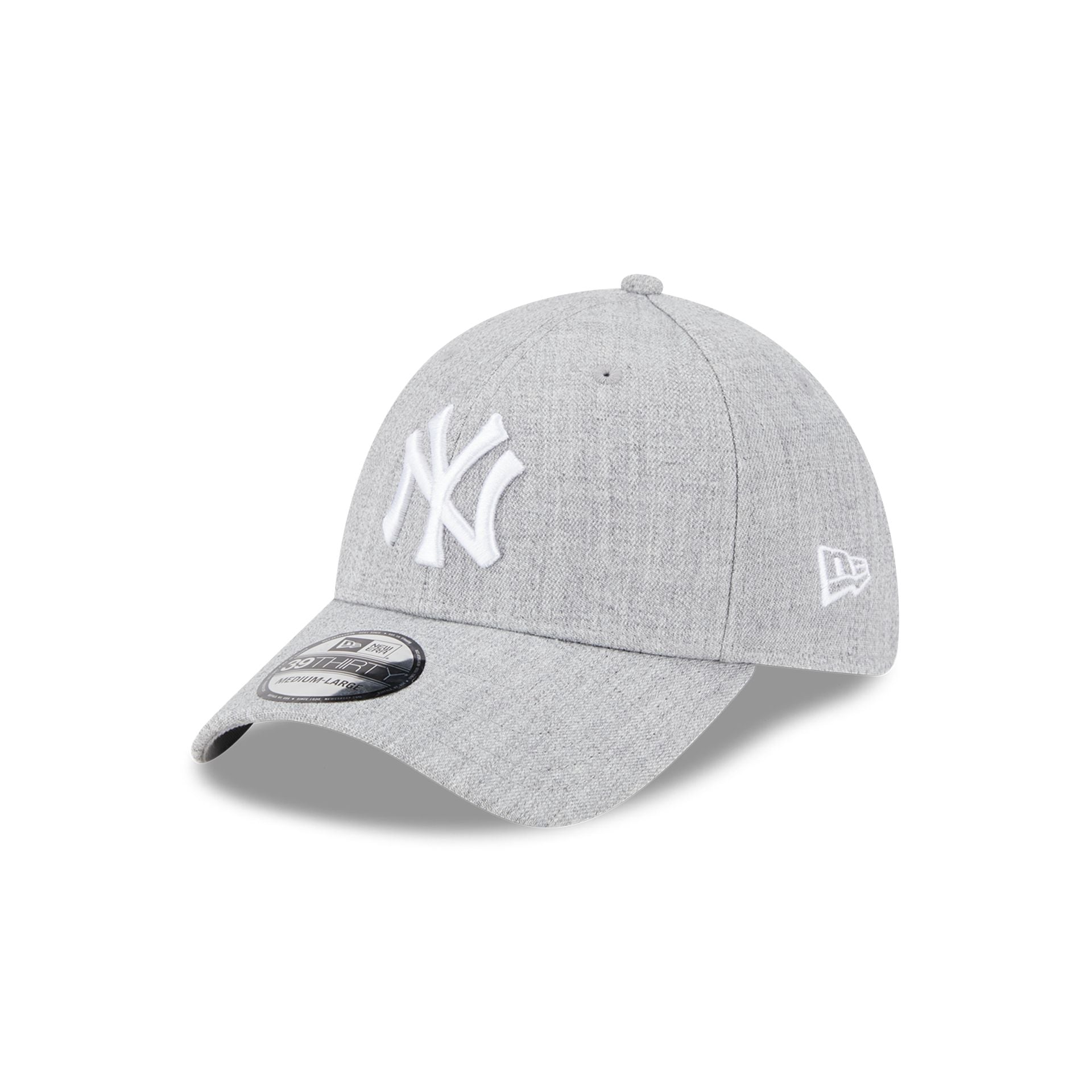 This is a New York Yankees Heather Wool Grey 39THIRTY Stretch Fit Cap 1