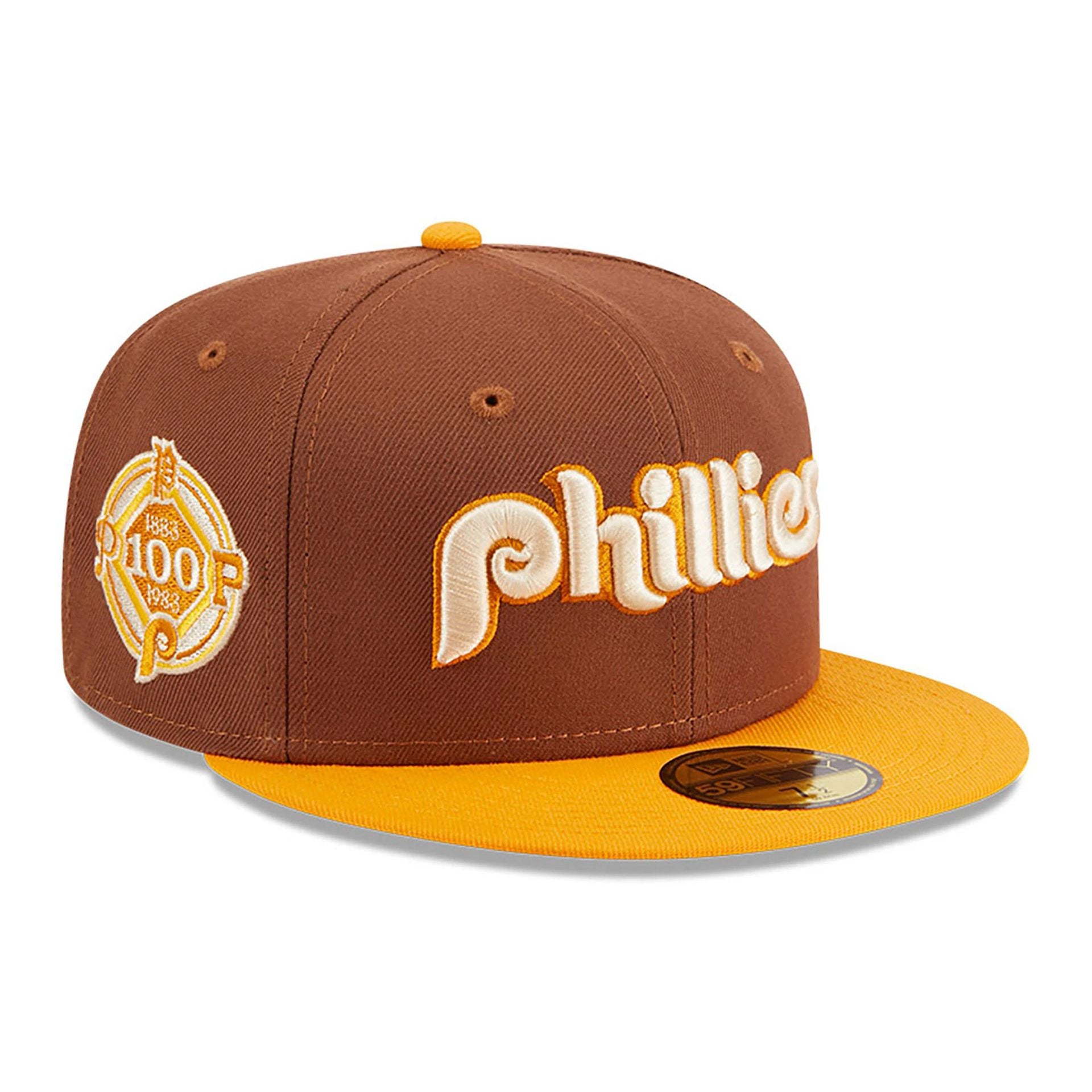 This is a Philadelphia Phillies Tiramisu Brown 59FIFTY Fitted Cap 1