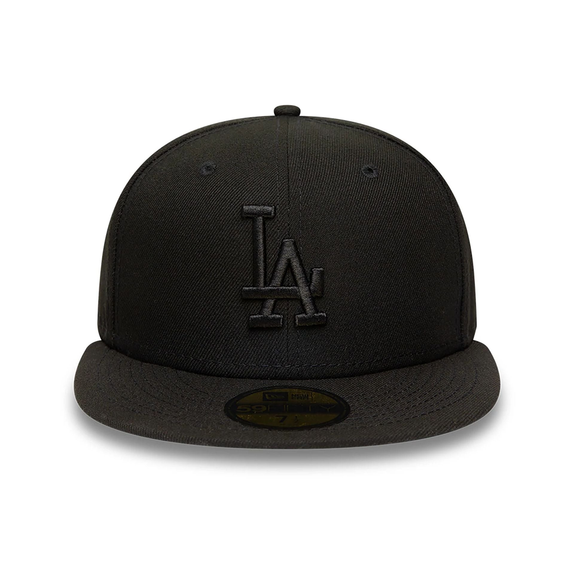 This is a LA Dodgers MLB Black on Black 59FIFTY Fitted Cap 6