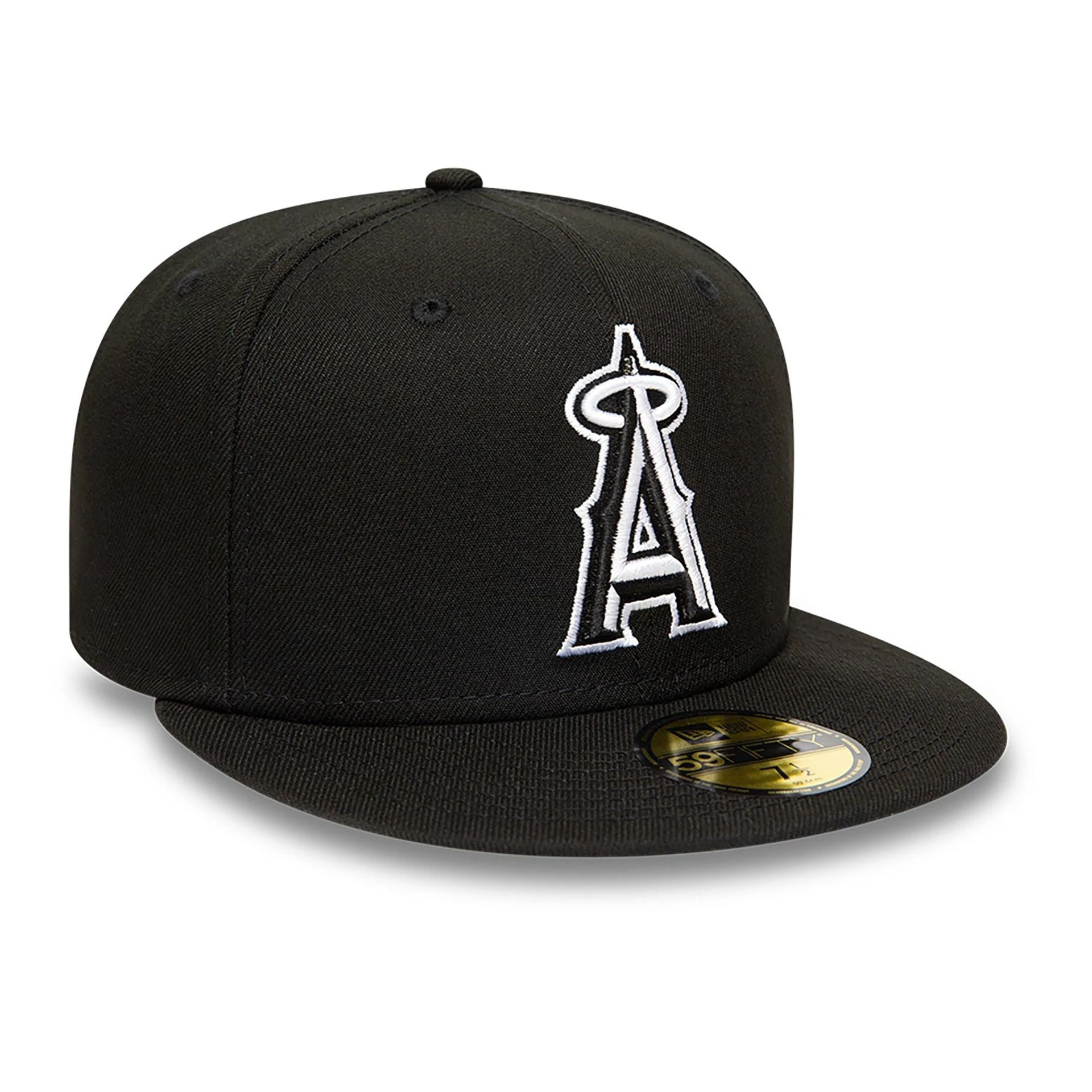 This is a Anaheim Angels MLB Black and White 59FIFTY Fitted Cap 6