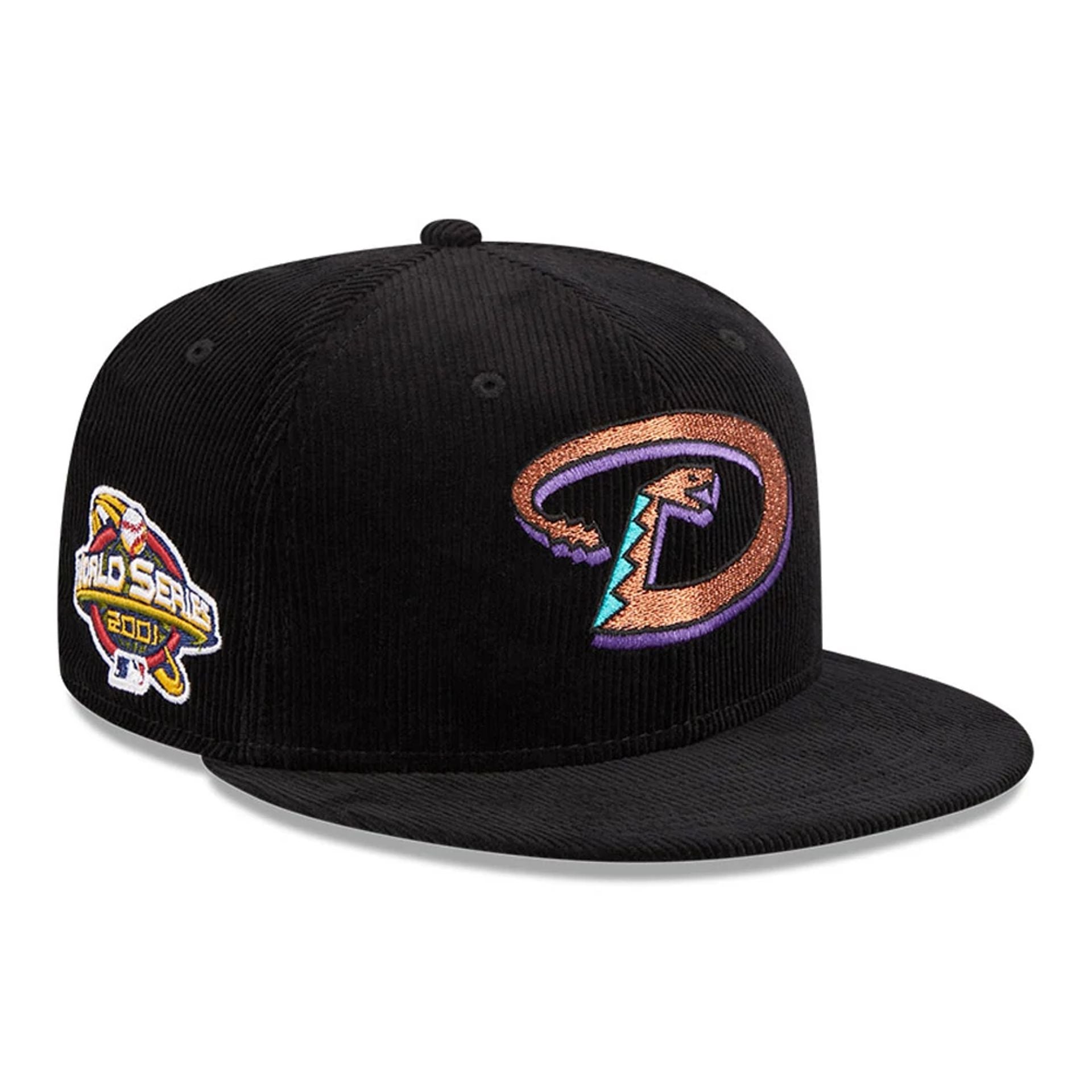 This is a Arizona Diamondbacks Throwback Cord Black 59FIFTY Fitted Cap 1