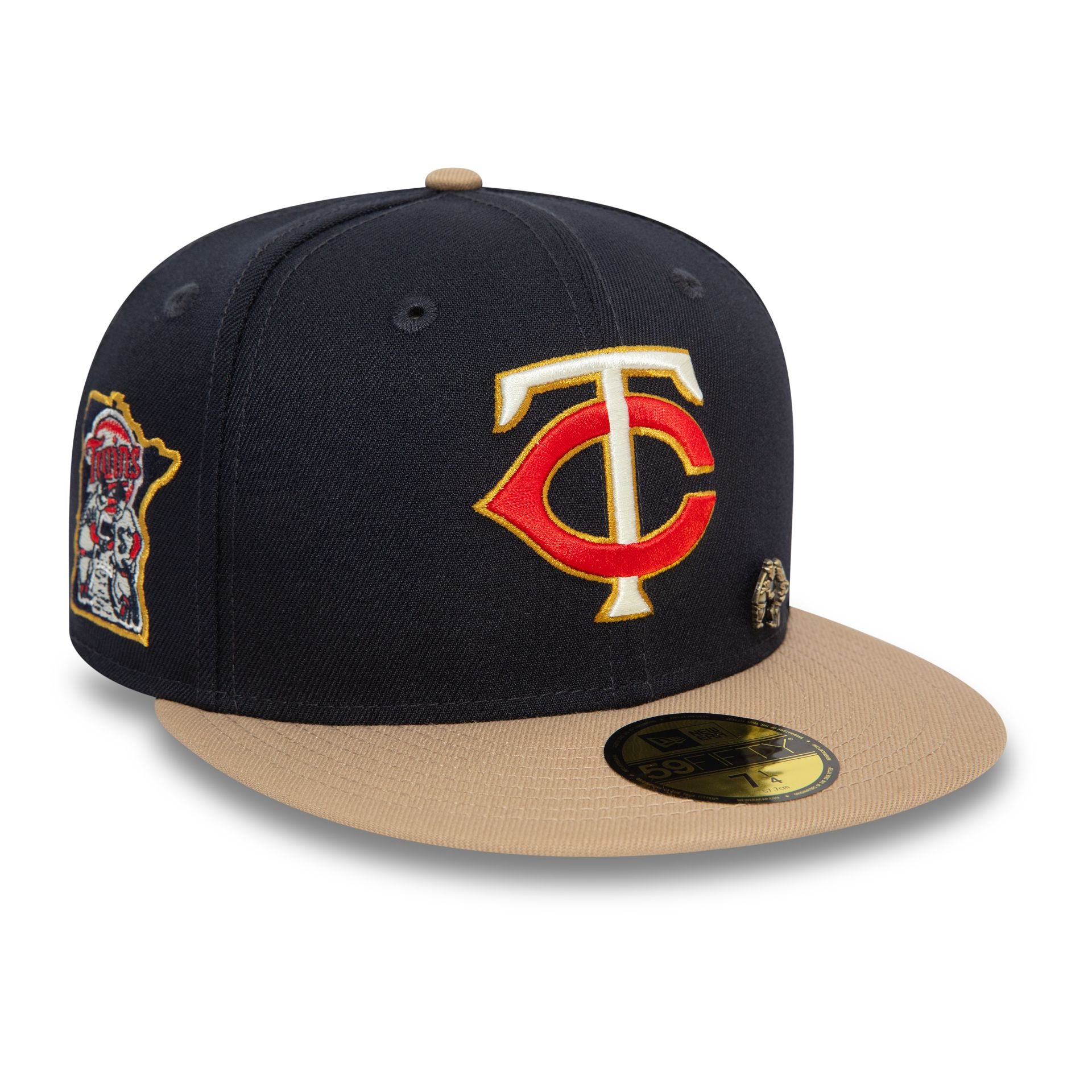 This is a Minnesota Twins Varsity Pin Navy 59FIFTY Fitted Cap 1